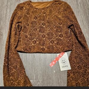 Cider Women's Rich Brown Velvet Blouse